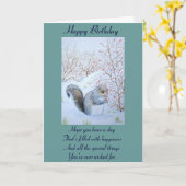 schattige grijze eekhoorn sneeuwscène natuurkunst kaart (Gele Bloem)