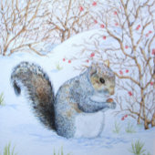 schattige grijze eekhoornsneeuwscène in wild grote kerstsok