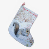 schattige grijze eekhoornsneeuwscène in wild grote kerstsok (Voorkant (Hangend))