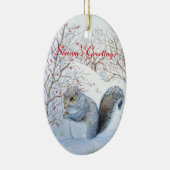 schattige grijze eekhoornsneeuwscène in wild keramisch ornament (Rechts)