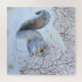 schattige grijze eekhoornsneeuwscène in wild legpuzzel (Horizontaal)