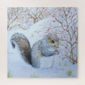 schattige grijze eekhoornsneeuwscène in wild legpuzzel (Verticaal)