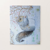 schattige grijze eekhoornsneeuwscène in wild legpuzzel (Verticaal)
