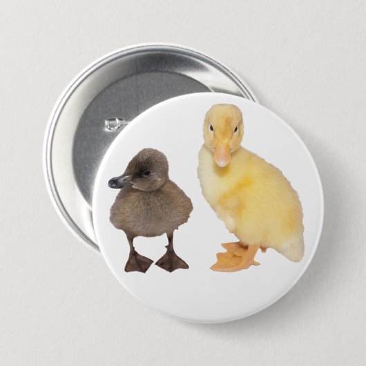 Schattige grijze en gele dekletfoto ronde button 7,6 cm (Voorkant /achterkant)