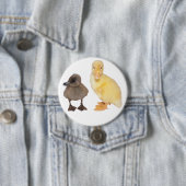 Schattige grijze en gele dekletfoto ronde button 7,6 cm (In situ)