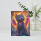 Schattige Grijze Engel Kitty Briefkaart (Staand voorkant)