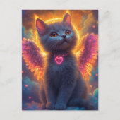 Schattige Grijze Engel Kitty Briefkaart (Voorkant)