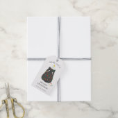 Schattige Grijze Kat Meowy Kerstmis Aangepaste Fee Cadeaulabel (Met Touw)