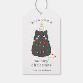 Schattige Grijze Kat Meowy Kerstmis Aangepaste Fee Cadeaulabel (Achterkant)