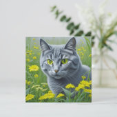 Schattige Grijze Kat met Gele Ogen Ai Kunst (Staand voorkant)