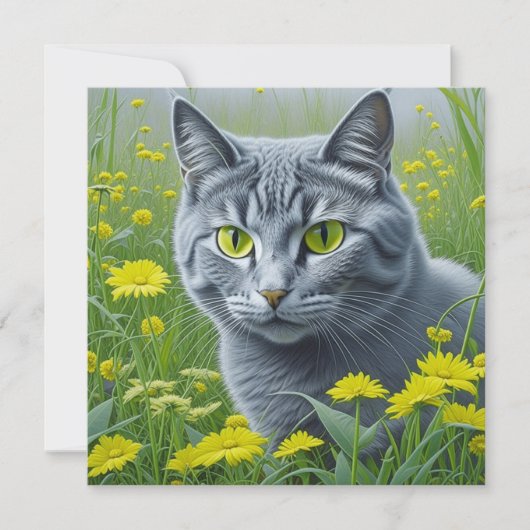 Schattige Grijze Kat met Gele Ogen Ai Kunst (Voorkant)