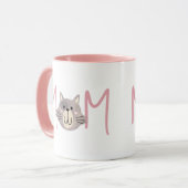 Schattige Grijze Kat Moeder Blush Roze Moederdag Mok (Voorkant links)