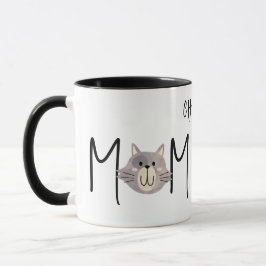 Schattige Grijze Kat Moeder Vernoemd Zwarte Moeder Mok