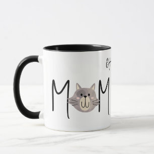 Schattige Grijze Kat Moeder Vernoemd Zwarte Moeder Mok