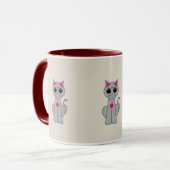 Schattige grijze kat mok (Voorkant links)