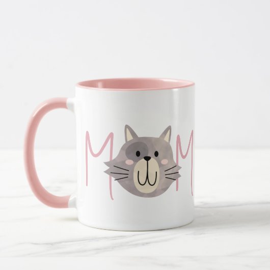 Schattige grijze kattenmoeder genaamd Blush Moeder Mok (Links)