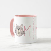 Schattige grijze kattenmoeder genaamd Blush Moeder Mok (Voorkant links)