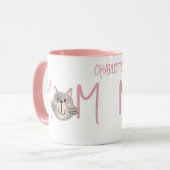 Schattige grijze kattenmoeder genaamd Blush Moeder Mok (Voorkant links)