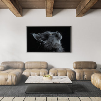 Schattige grijze keuken met groene ogen poster