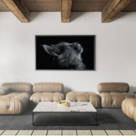 Schattige grijze keuken met groene ogen poster