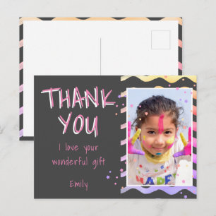 Schattige grijze kinderen foto meisje verjaardag b briefkaart