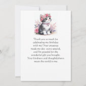 Schattige Grijze Kitten Meisjes Verjaardag Bedankt Notitiekaartje (Achterkant)