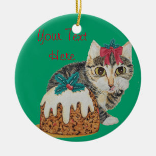 schattige grijze kitten met rode boogtafel kat ker keramisch ornament