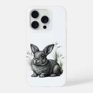 Schattige grijze konijn tussen het gras iPhone 15 pro case