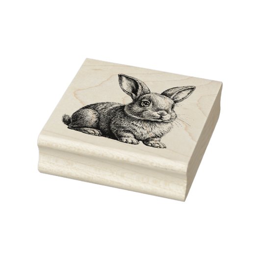 Schattige grijze konijn tussen het gras rubberstempel (Stempel)