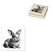 Schattige grijze konijn tussen het gras rubberstempel (Gestempeld)