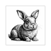 Schattige grijze konijn tussen het gras rubberstempel (Afrduk)