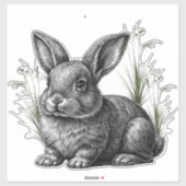 Schattige grijze konijn tussen het gras sticker (Vel)