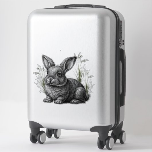 Schattige grijze konijn tussen het gras sticker (Koffer)