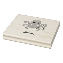 Schattige grijze octopus rubberstempel