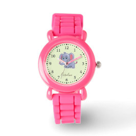 Schattige grijze olifant groen horloge
