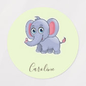 Schattige grijze olifant groen labels (Design 1)