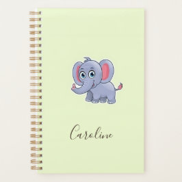 Schattige grijze olifant groen planner