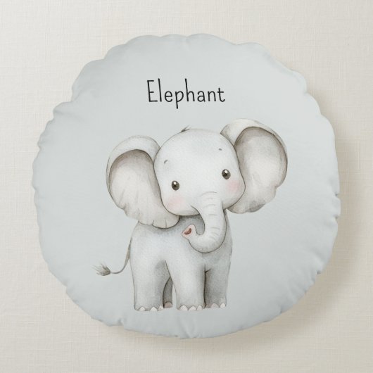Schattige grijze olifant rond kussen (Voorkant)