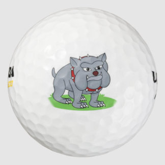 schattige grijze stierhond golfbal golfballen