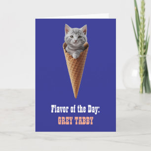 Schattige grijze tabby kegelgroet kaart