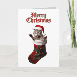 Schattige grijze tabby kerstvakantie feestdagen kaart