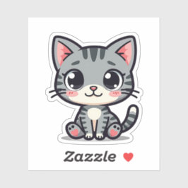 Schattige Grijze Tabby Kitten Sticker – Grote Ogen