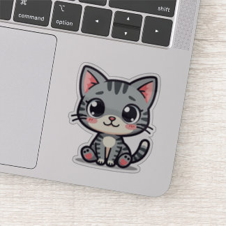 Schattige Grijze Tabby Kitten Sticker – Grote Ogen