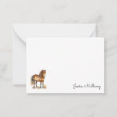 Schattige Gril Bruine Pony Script Paard Kinderen Notitiekaartje (Voorkant)