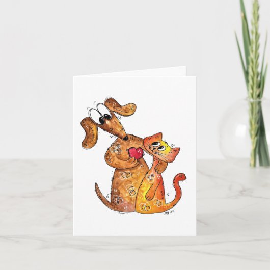 Schattige Griljige Hond en Kat Kaart (Voorkant)