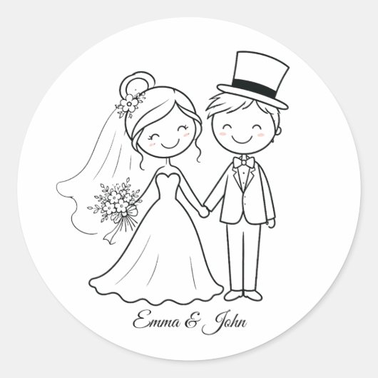 Schattige Grille Bruiloft Geschenk Ronde Sticker (Voorkant)