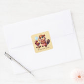 Schattige grillen bever tekst toevoegen vierkante sticker (Envelop)