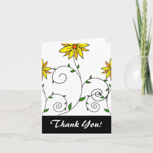 Schattige Grillen Gele Bloemen Doodle Kunst Bedankkaart