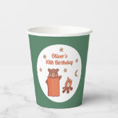 Schattige grillig Beer Camping Verjaardag Papieren Bekers (Achterkant)