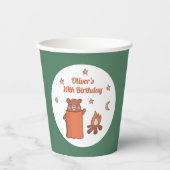 Schattige grillig Beer Camping Verjaardag Papieren Bekers (Voorkant)